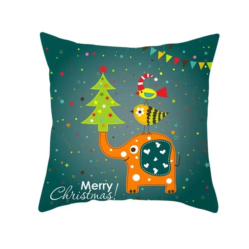Polyester Fiber Green Series Christmas 2024 Pillow Cover Sofa Cushion Home Decorative Pillows Cover
