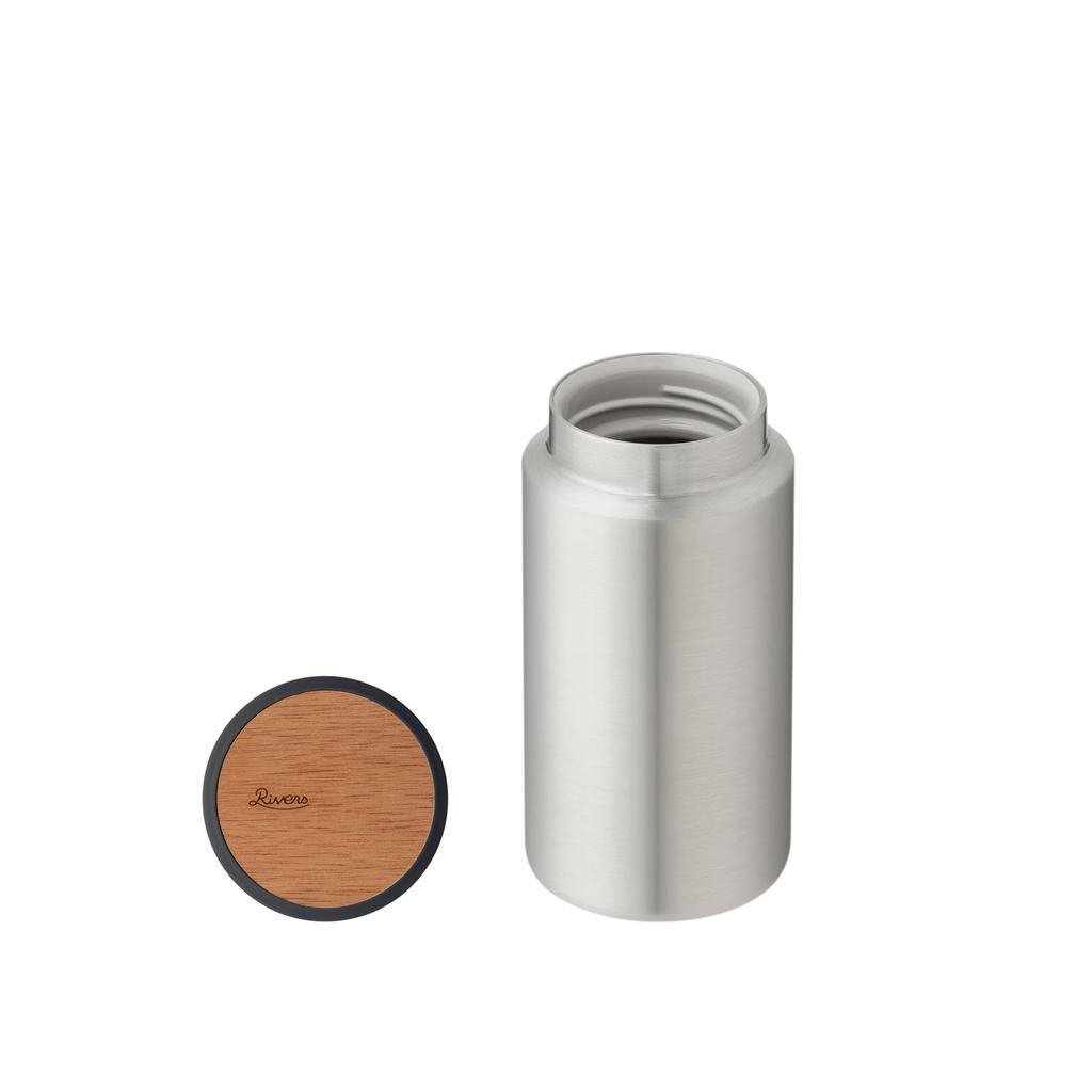 Rivers Drink Bottle Moku Coffee 350ml Ceramic Coffee Mug Bottle Direct Drink Vacuum Insulated Easy to Clean Keeps Drinks Hot or Cold Silver Leak-Proof