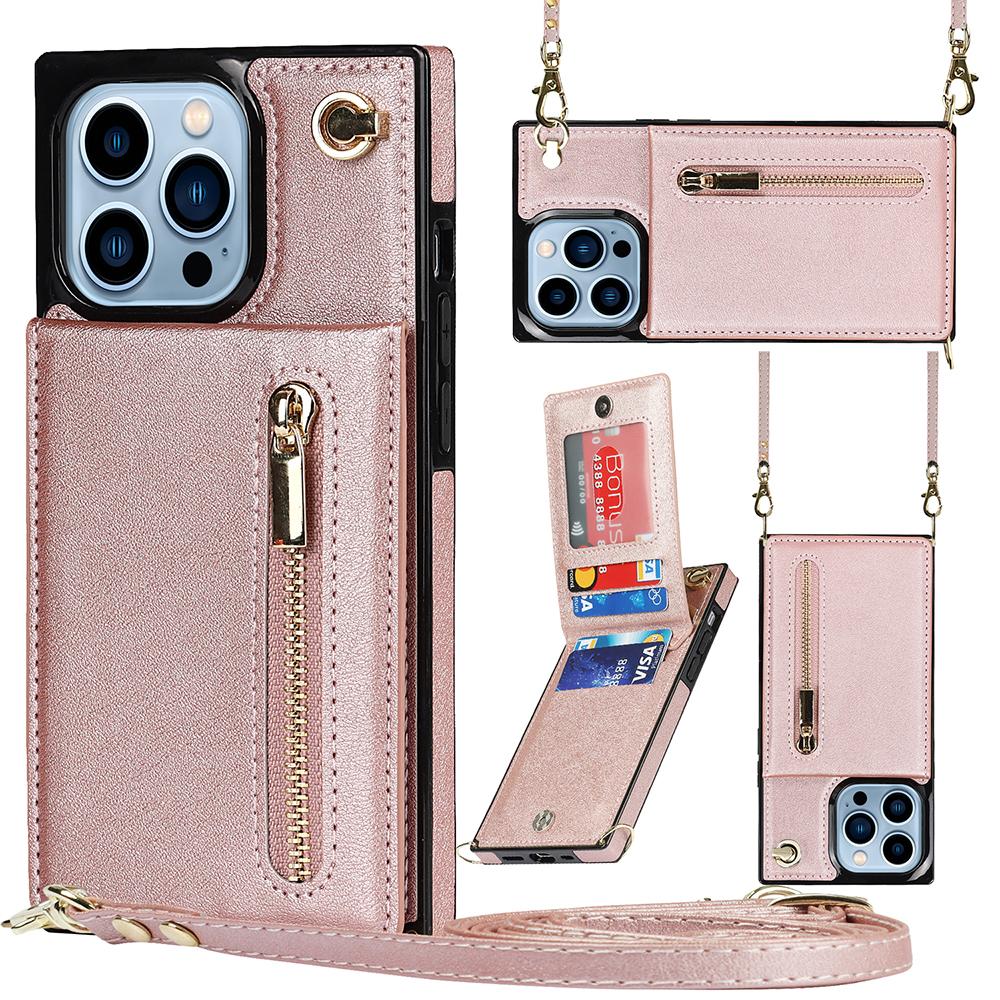 CrossBody Lanyard Zipper Wallet Leather Case for iPhone 15 14 Plus 13 12 11 Pro Max XSMax 8 7 P Samsung S24 S23 S22 S21 Ultra Plus S23 S21 FE Note20Ul