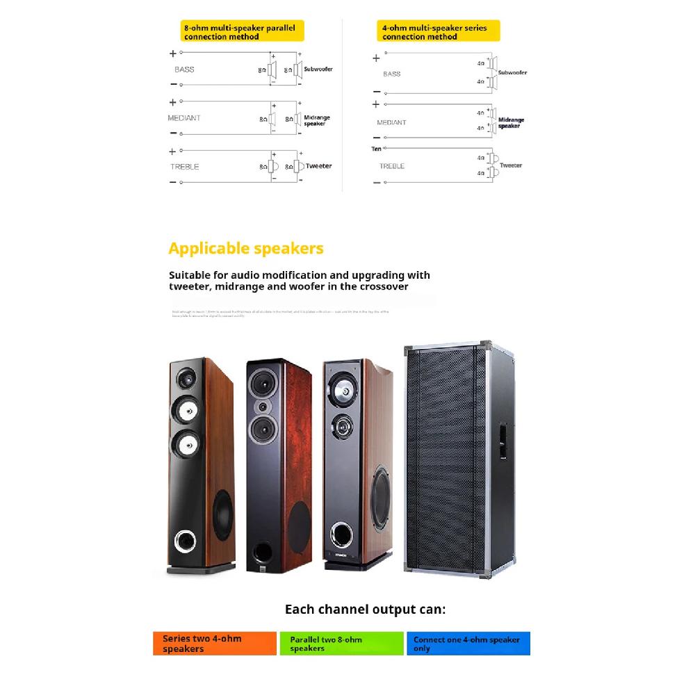 2PCS 3 Way 350W Professional Speaker Frequency Divider KTV Stage Home Theater 3 Unit High Power Audio Crossover Filters Hi-Fi
