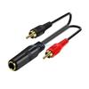 6.35mm Female To 2RCA Male Audios Splitter Cable for HiFi Stereo Systems Recording Equipment Home Theater System