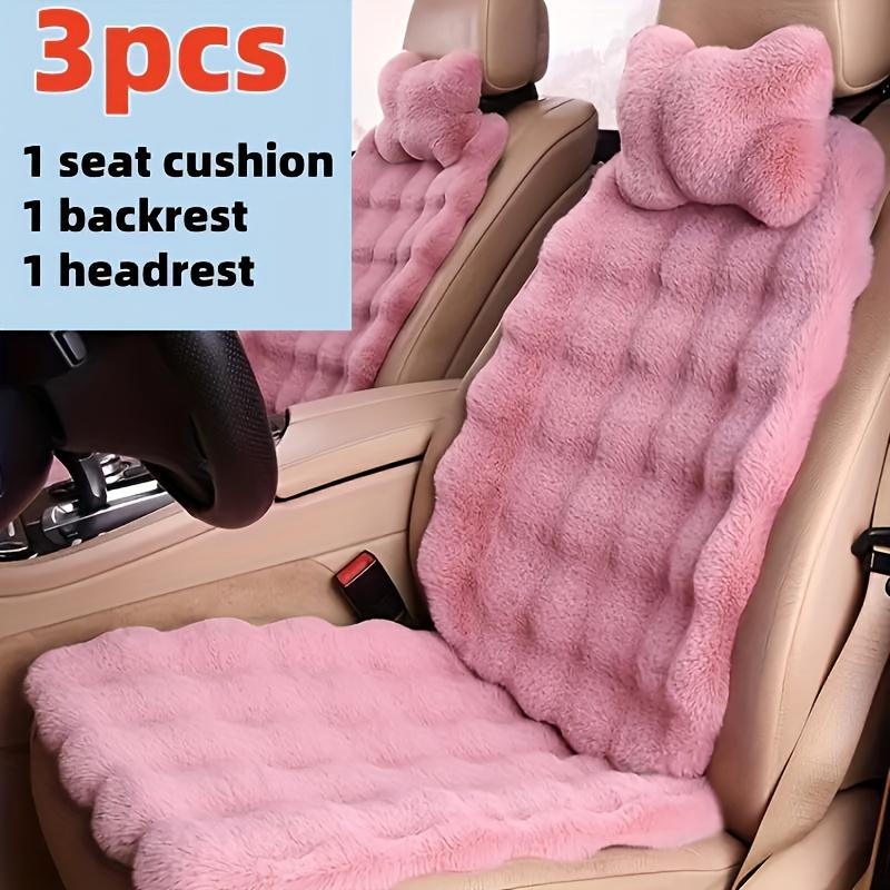 3pcs Winter Car Seat Cushion Set Soft Plush Bubble Fleece Lumbar Support Design Universal Fit for All Car Models