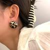 Korean-French Chic Leopard Print Round Earrings: Women's Fashion Studs with Unique Design and Simple Pattern.