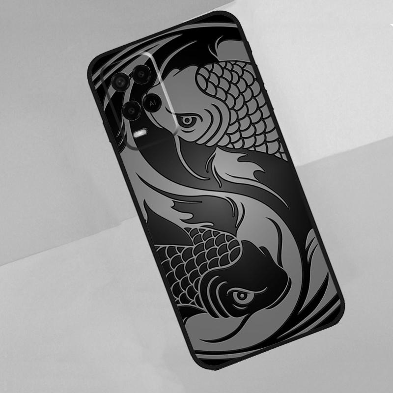Koi Fish Yin Yang Art For Oppo A18 A38 A78 A98 A96 A58 A17 A77 A80 A40 A60 A16 A76 A74 A94 A54 A15 A57S Phone Case