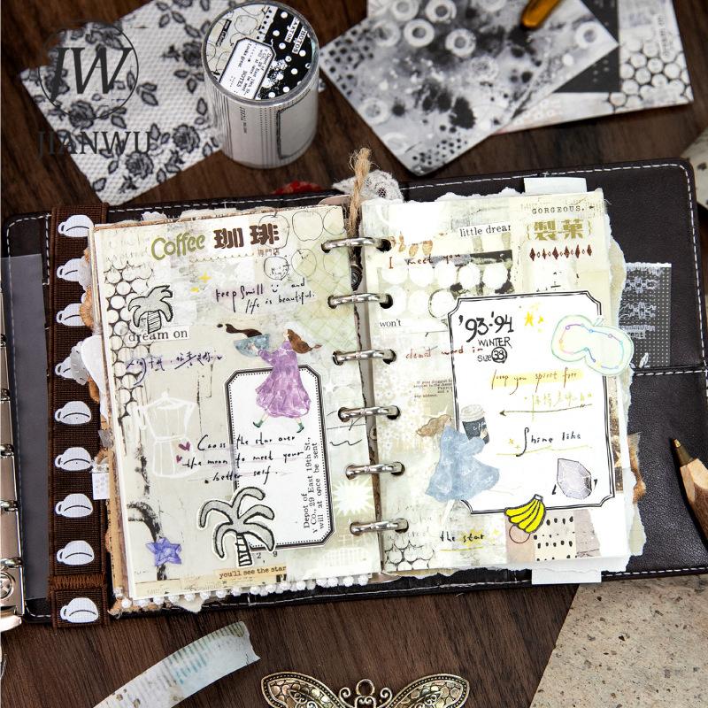 JIANWU Crossing The River Series Vintage Lace Border Landscape Collage Scrapbook Material Paper Creative Junk Journal Stationery