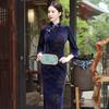 1011 autumn and winter new velvet improved cheongsam large size long nine-quarter sleeve wedding ceremony performance