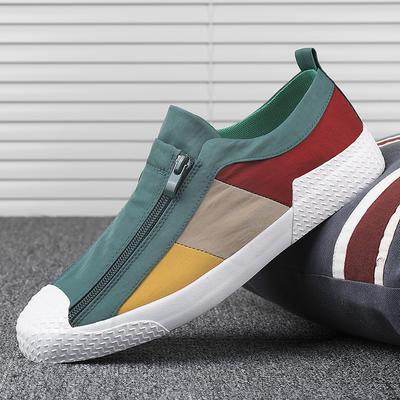Newest Holfredterse 4 Colour Men Casual Flat Canvas Shoes Breathable Slip On Comfortable Zip Lightweight Shoes Spring Autumn 20226