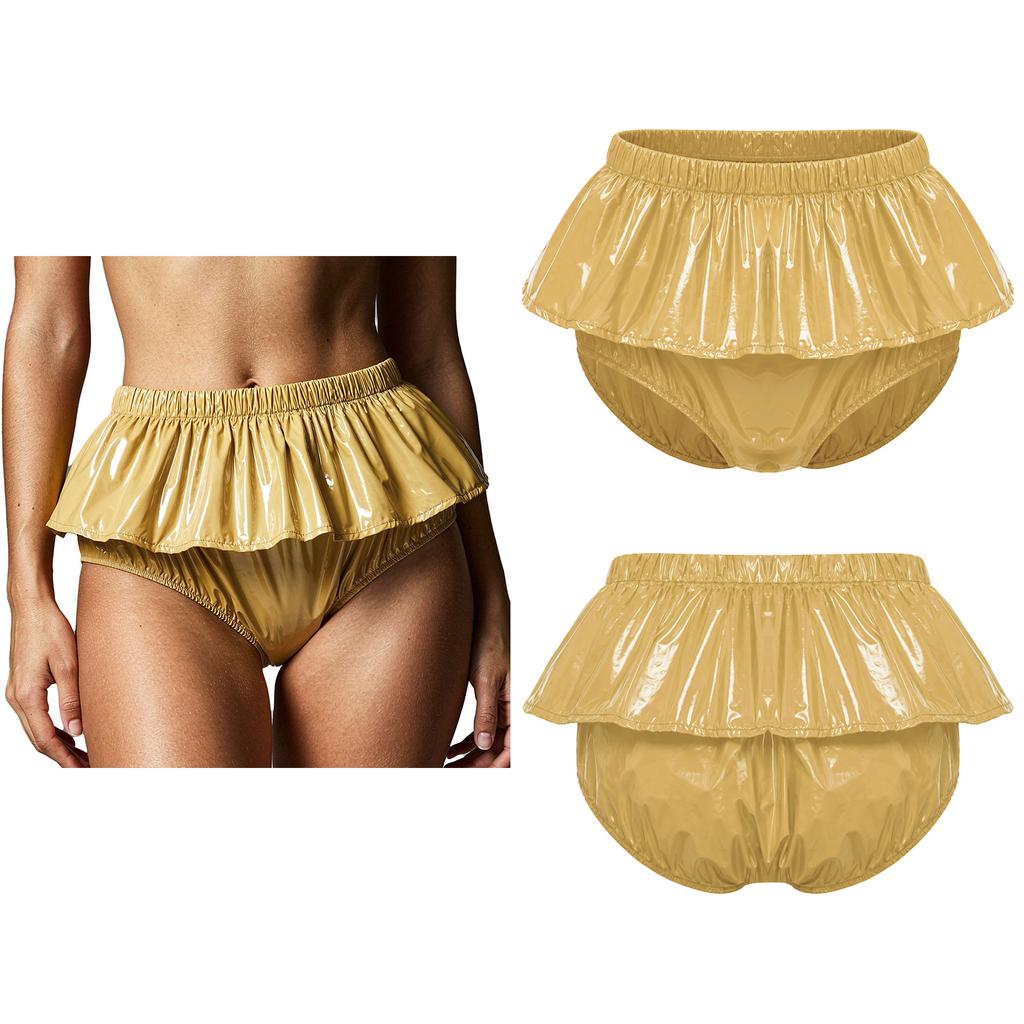 Reusable Anti-Leak Diaper Cover for Women Water Resistant Adaptive Underwear Elastic Waist Peplum Briefs for Special Needs Patients