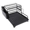 Dish Drying Rack Black Minimalist Space Saving Carbon Steel 2 Tier Dish Drainer for Kitchen Counter