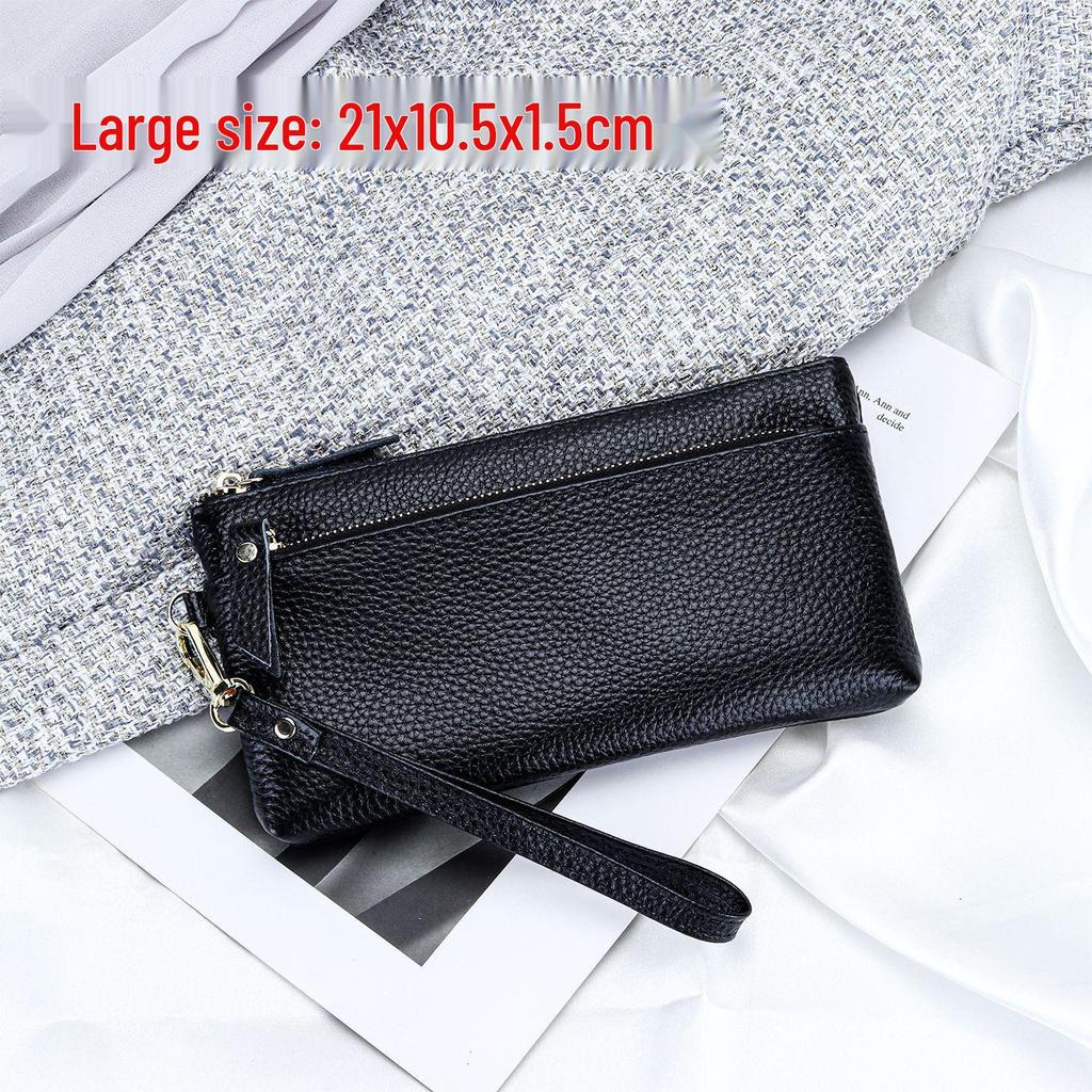 Portefeuille Pochette en Cuir de Vache Grande Capacité pour Femme avec Rangement pour Téléphone