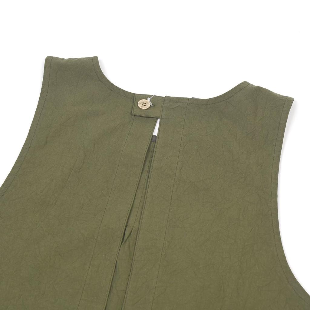Seersucker Washer Pintuck [Kusuguru Japan] Apron, Apron, K103-13, Khaki, M-L