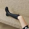 Krazing Pot Cow Split Skin Autumn Winter Shoes Concise Thick Heels Size 41 Thigh High Boots Keep Warm Round Toe Slip On Retro Knee Boots
