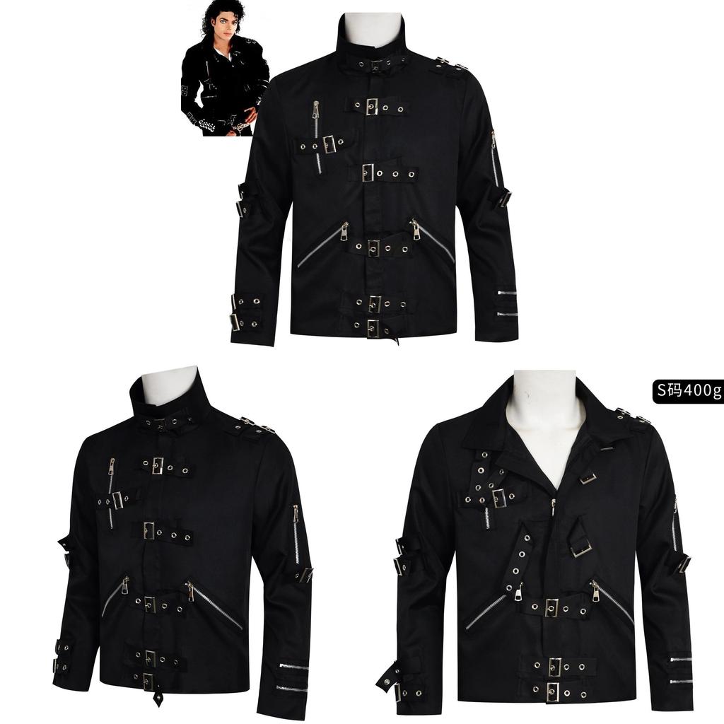 Michael Jackson Cosplay Stage Punk Jacket With Metal Details For Performers