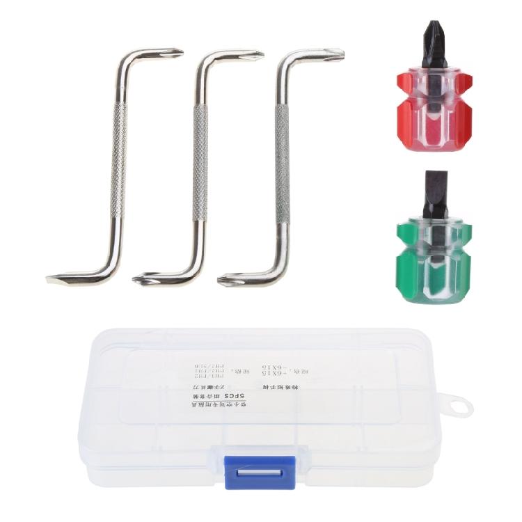 

5Pcs Mini Stubby Screwdrivers with ZType Offset Screwdrivers Slotted Cross 1