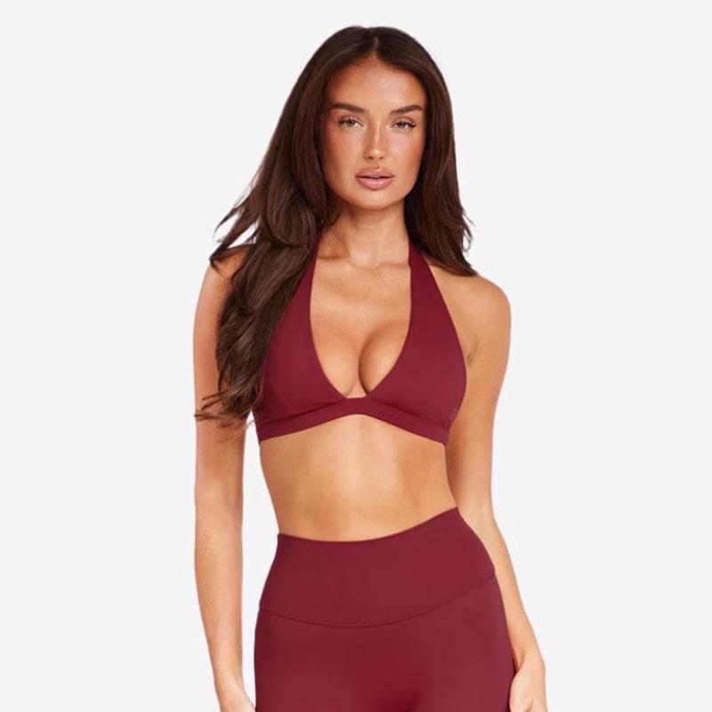 Breathable V-Neck Halter Sports Bra with Open Back - No Steel Rings, Perfect for Yoga & Fitness