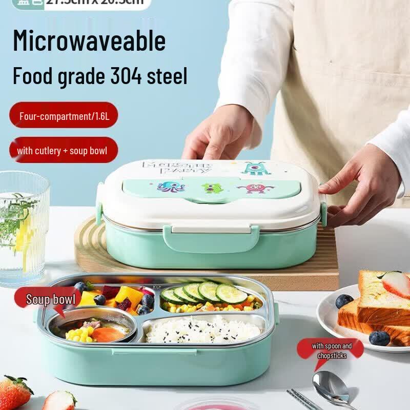 MAXCOOK 304 Stainless Steel Four-Compartment Lunch Box