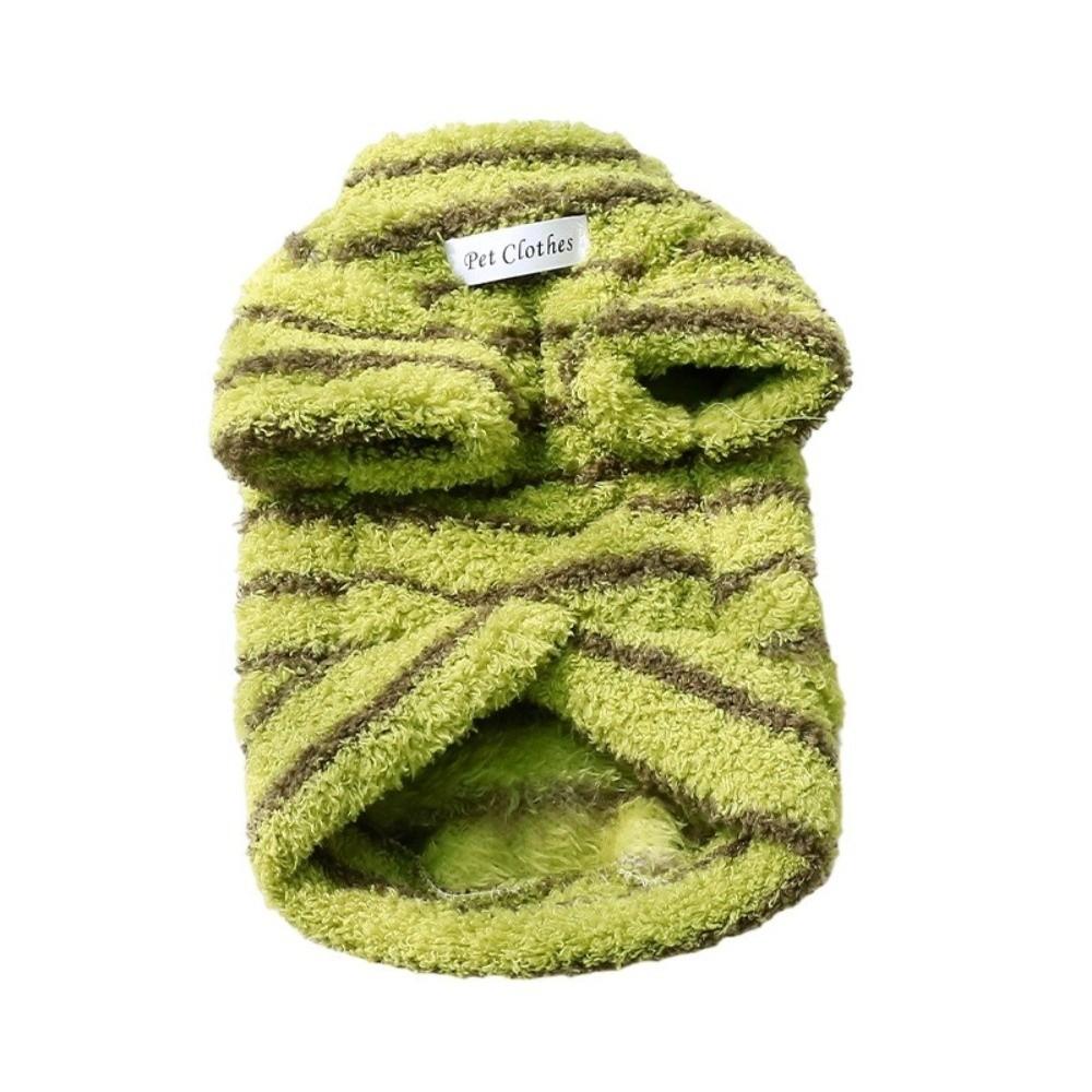 Winter Dog Warm Clothes Stripes Dog Bodysuit Fashion Plush Dogs Coat Cat