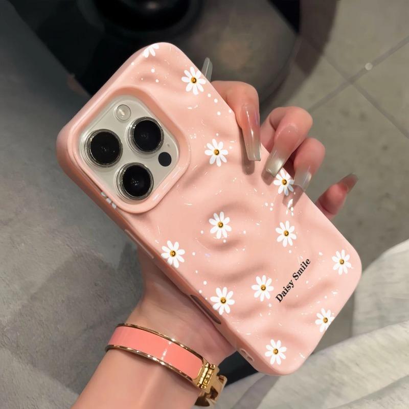 Daisy Smile Print Wavy Shockproof Phone Case For iPhone 17 16 Pro Max 15 Plus 14 13 Pro 12 11 17 Air Soft TPU Protective Cover