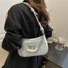 Metal Bow Women's PU Small Shoulder Bag Pearl Chain Sweet Cool Girls Underarm Bags Handbags Portable Female Messenger Bag