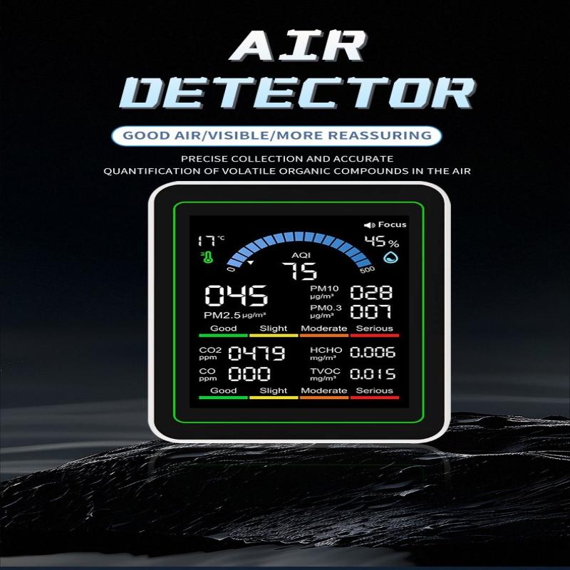 10-i-1 CO2 Luftkvalitetsdetektor PM0.3 PM1.0 PM2.5 PM10 HCHO TVOC Tester Temperatur- og Fugtighedsmåler Kuldioxidmonitor