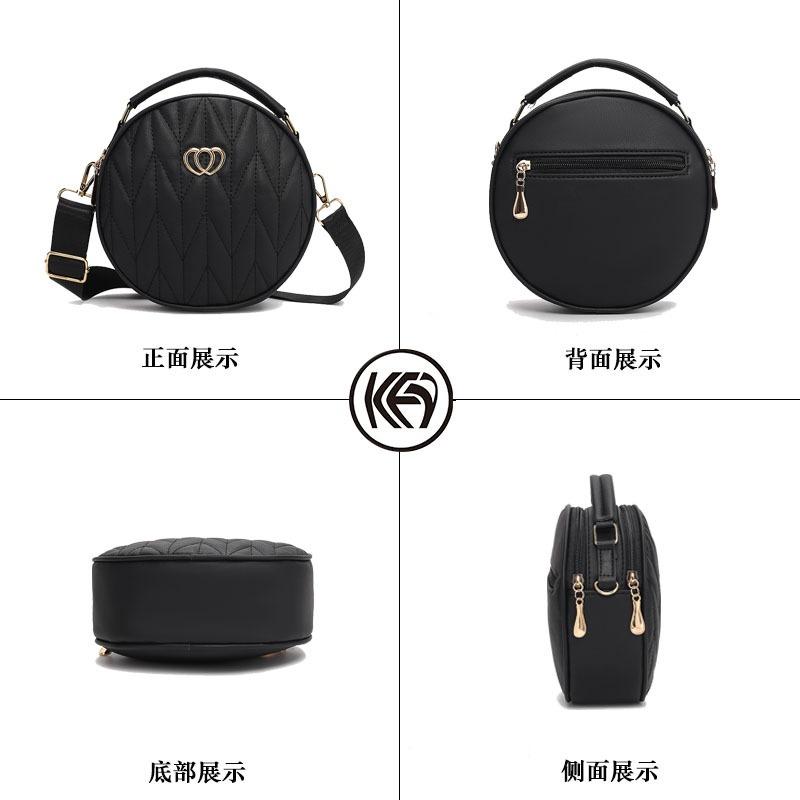 Large capacity three-layer zipper shoulder bag new fashionable and simple square rhombus embroidery thread solid color shoulder bag batch