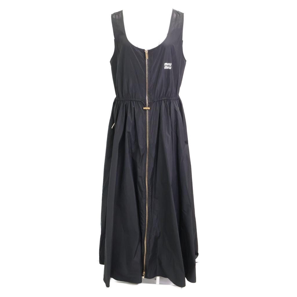 MIUMIU [Domestically Licensed/2010 Model] MF4790 Silk Tech Front Zip Sleeveless Top dress 38 blackUsed