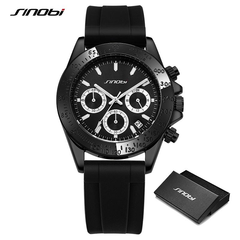 SINOBI Top Luxus Herrenuhren Fashion Style Herren Quarz Armbanduhren Chronograph Goldene Herrenuhr Männlich Beste Geschenke