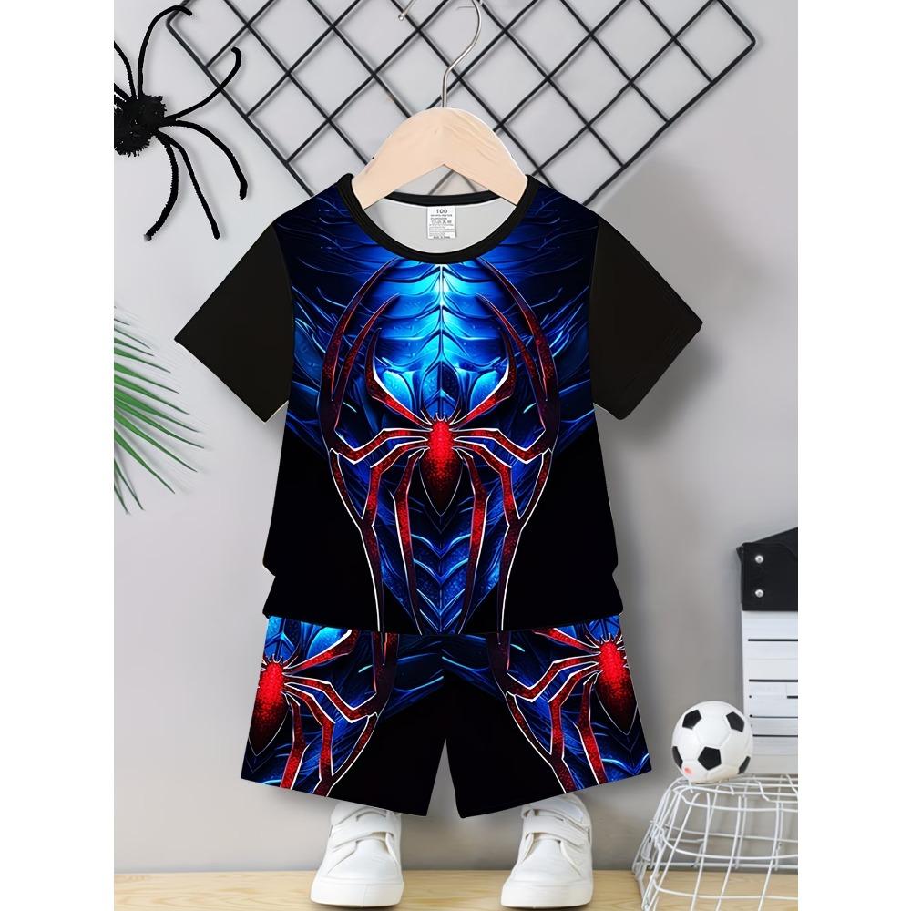 Cross Border Popular Trend Fashion Anime Cartoon 3D Printed T-shirt for Boys, Casual Sports Short Sleeved Set