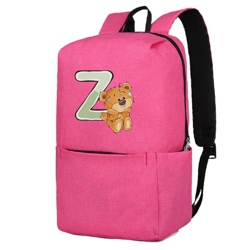 Încântător ursuleț cu 26 de litere englezești, geantă de școală pentru fete, rucsacuri de pânză pentru cosplay, pentru copii, geantă pentru copii înapoi la școală