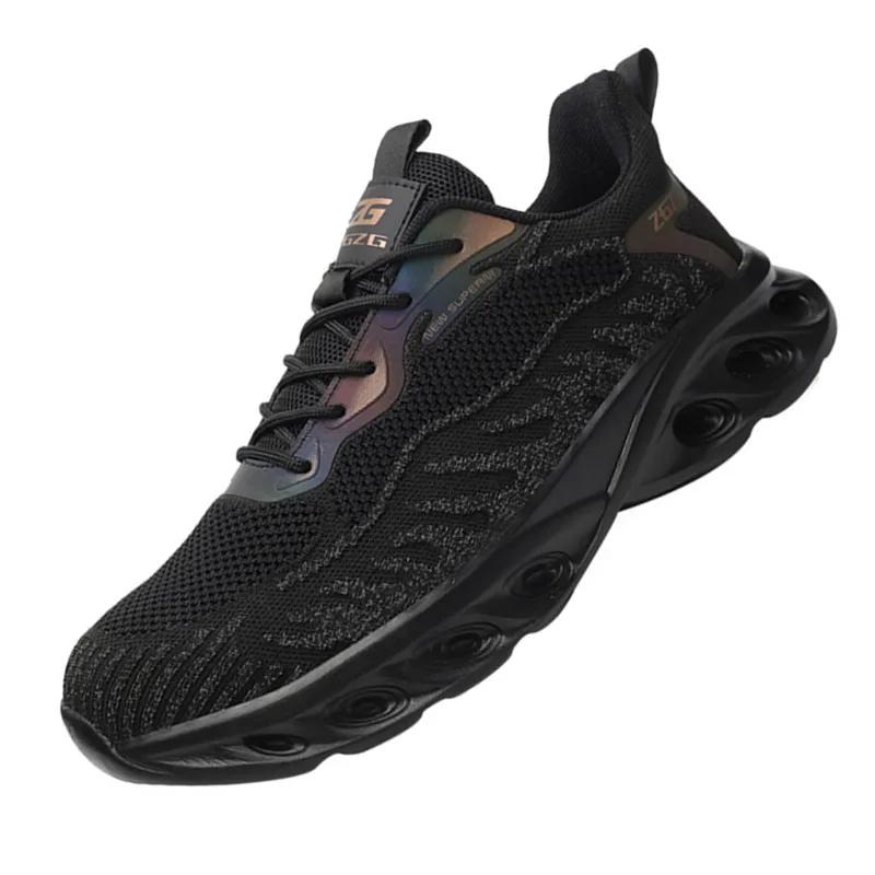 

Рабочая защитная обувь со светоотражающими полосками для мужчин, кроссовки со стальным носком, неразрушимые ботинки, легкая мужская обувь 44 серый