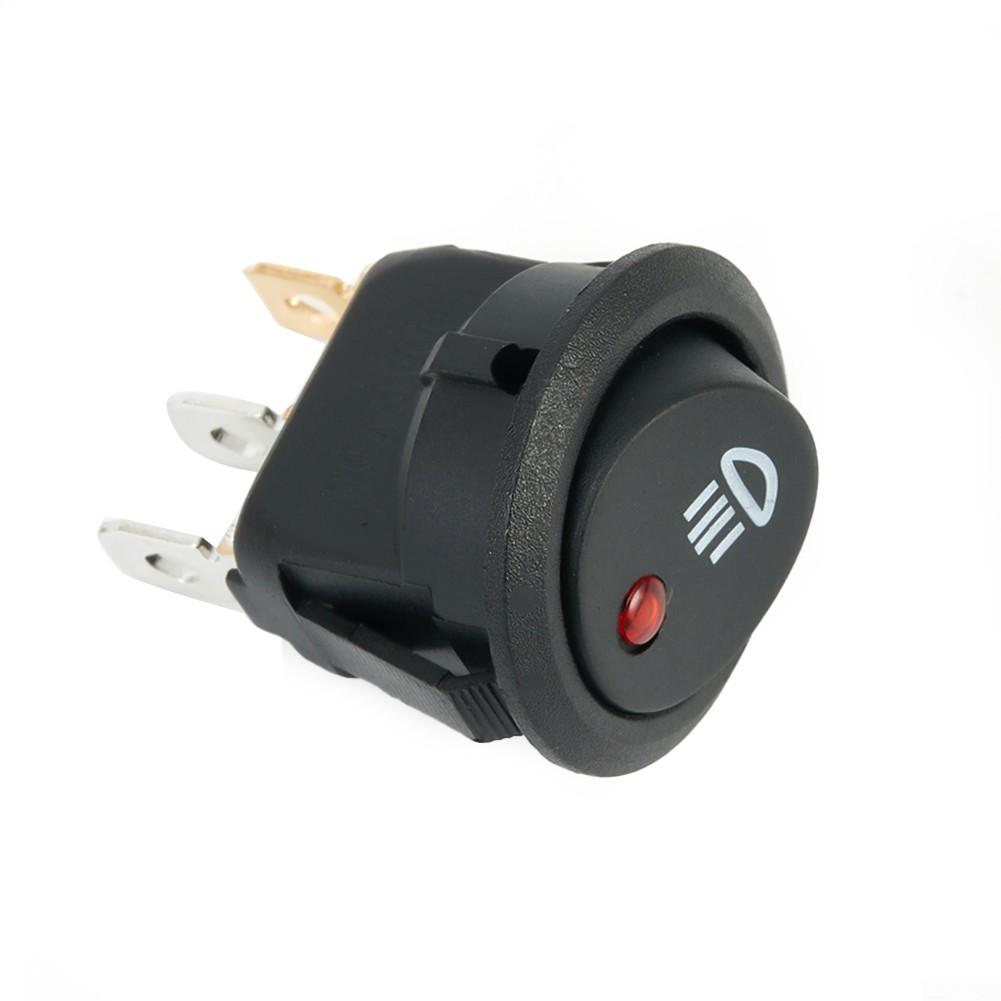 Černočervený DC 12V 20A kulatý vypínač 12V červená LED 23mm