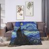 Vincent van Gogh Starry Night Blanket Super Warm Plush Throw Blanket For Couch Chair Airplane Travel Flannel Bedspread Bed Cover