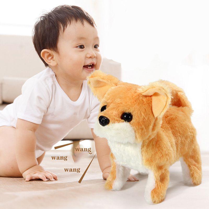 Electronic Dog Robot Lifelike Walking Barking Wagging Tail Puppy Plush Cute