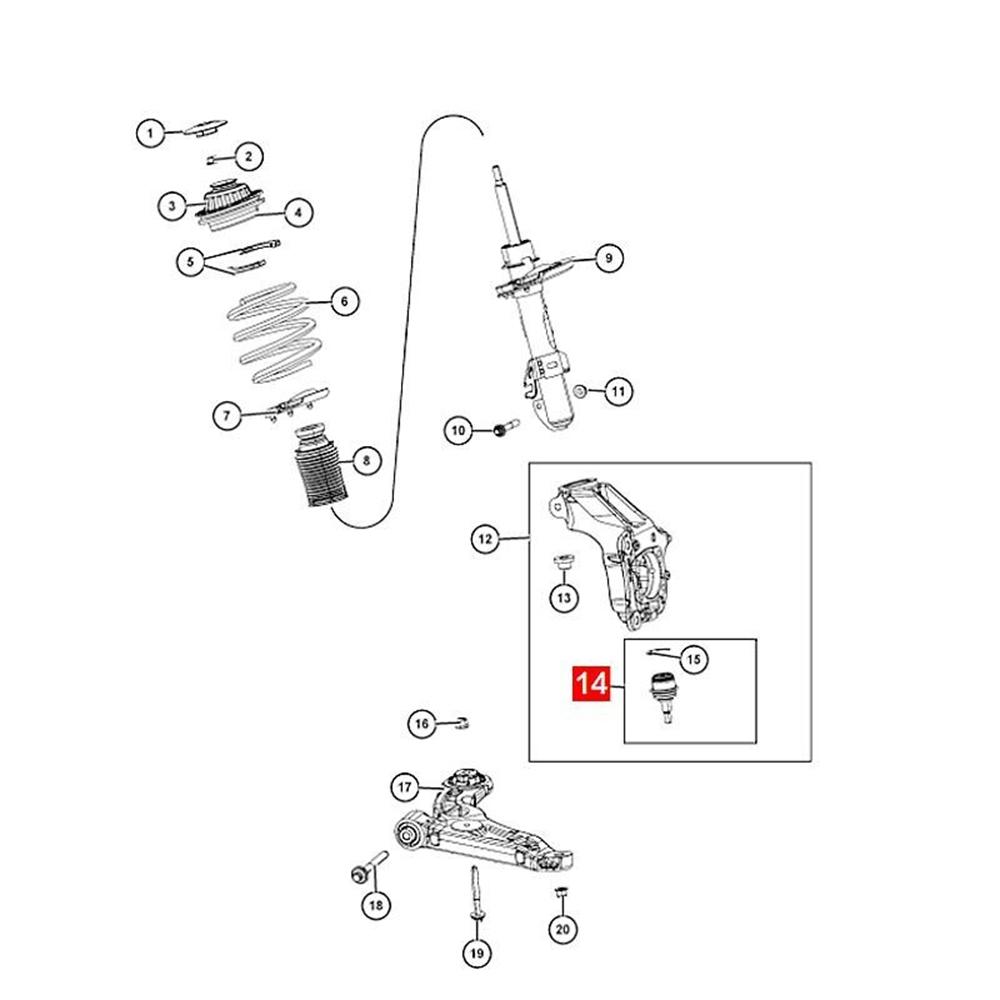 New for Jeep Cherokee KL 2014-ONWARDS Front Lower Ball Joint 68224650AA