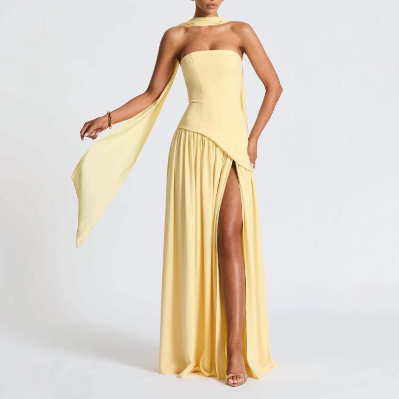 European and American spring/summer color blocked women's strapless slimming style street off shoulder dress