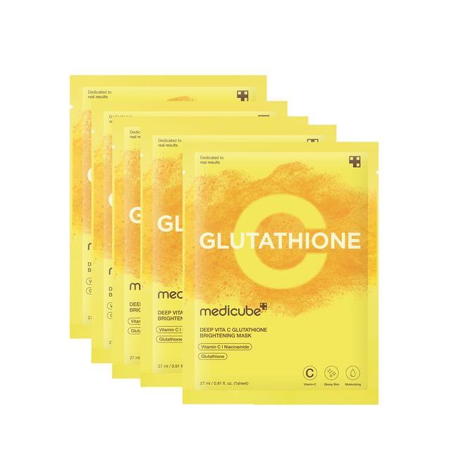 medicube - Deep Vita C Glutathione Brightening Mask Bundle Set 27ml x 5 Sheets