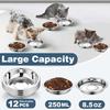 Stainl Steel Cat Bowls 12 PCS 5.5 Inch Metal Cat Bowls Replacement Elevated Food Water Dishes for Indoor Kitten Whisker Fatigue