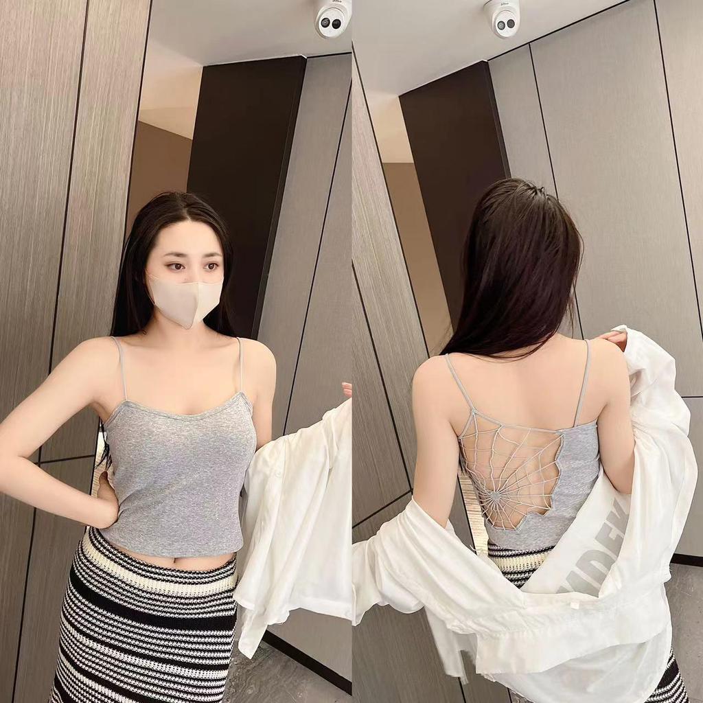 Spicy Girl Pure Cotton Back Support Camisole with Built-in Cups and Chest Pad