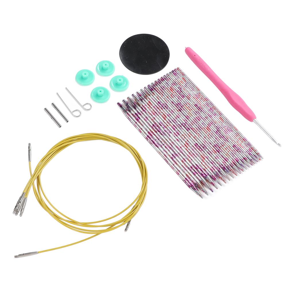 Circular Knitting Needles Set Ergonomic Crochet Hook Button Knitting Tool with Storage Bag for Home