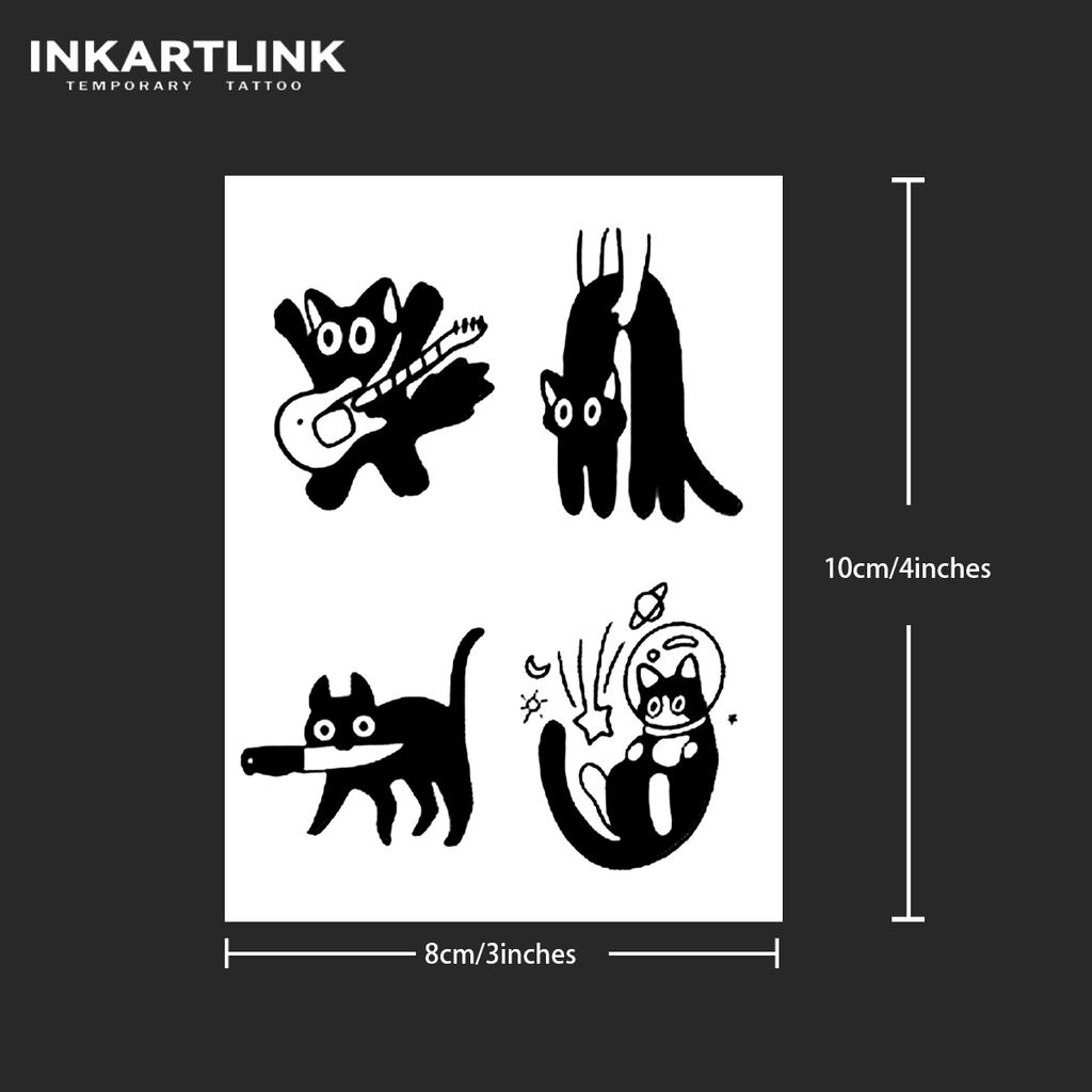Cute black cat Temporary Tattoo,Lasts To 15 Days New Technology Magic Waterproof Semi Permanent Sticker.