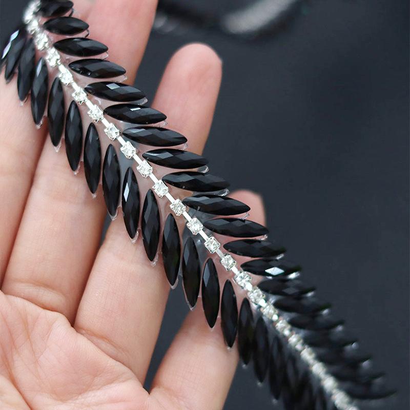 2 Yard Hot Fix Resin Rhinestone Ribbon Rhinestone Trim Chain Glue On Crafts Garment Shoes Dress Dance Costume Decor