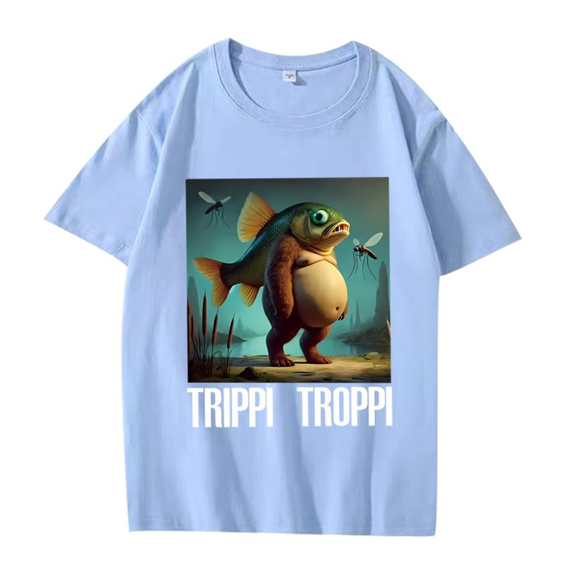 Trippi Troppi  Funny Italian Brainrot Animals Meme Graphic T Shirt Men Women Oversized 100% Cotton Summer Unisex Plus Sizetops