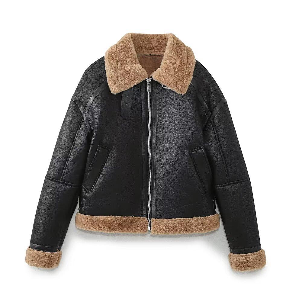 2026 Autumn and Winter New Fashion Zipper Versatile Fur Integrated Lamb Wool Jacket Women