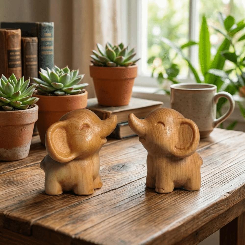 Massief Hout Handgesneden Olifant Mini Olifant Beeldjes Feestelijke Decoraties