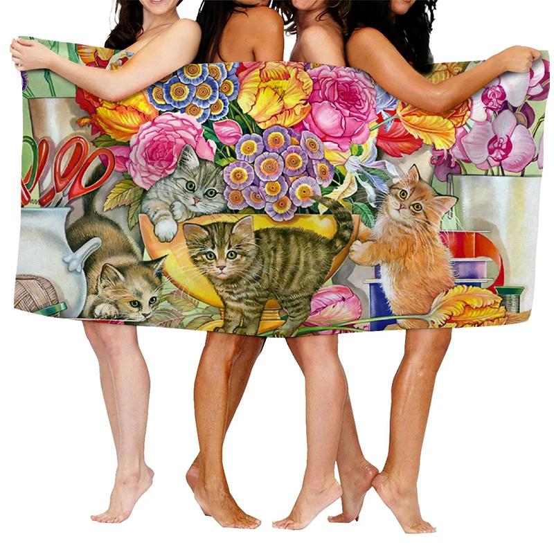 

Cat Lover s Print Bath Towel Set - Soft Absorbent Towels for Cat Enthusiasts, Adorable Designs for Everyday Use and Comfort W30*H60(CM)