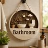 Ornament Bathroom Sign Plate 2D Flat Circle Decorative Plaque  Group Living Area