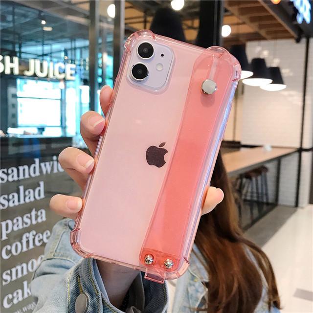 Wristband Holder Clear Phone Case For Iphone 14 13 12pro 11pro Max Xr X Xs Max 14pro Max Soft Silicone Shockproof Back Cover