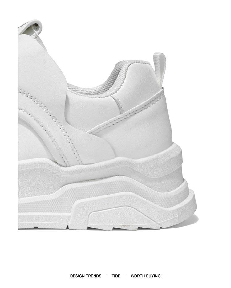 Men's Trendy White Breathable Skate Shoes - Spring 2025 Versatile Thick Sole Sports Casual Dad Sneakers.