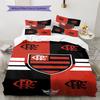 Flamengo Club Crest Red Black Stripe Print 3 Pieces Duvet Cover Set Brazil Soccer Fan Bedding Bedroom Home Decor Without Pillow Core Comforter