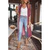 Fashion Loose Gold Velvet Stretch Mid Length Trench Coat